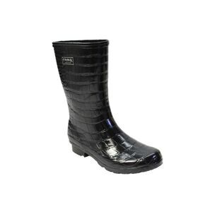 Roma Womens Crocodile Print Pull On Rain Boots Black Size 9
